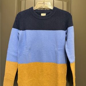 J. Crew Men's Sweater - Dark Blue, Light Blue, and Brown